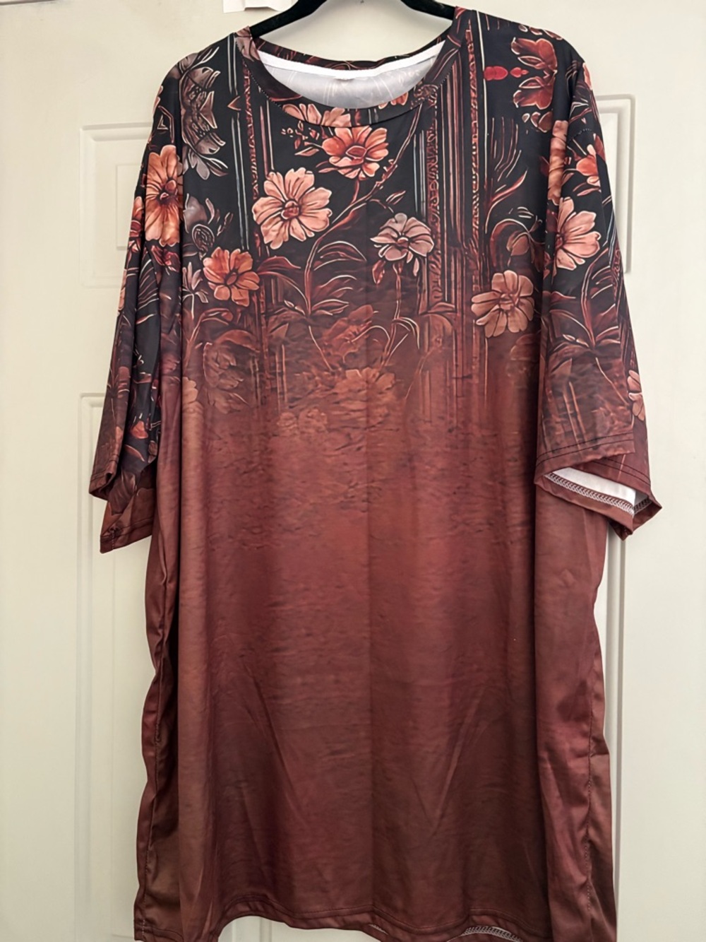 Women's Floral Ombre Short Sleeve Tee - Rust Floral